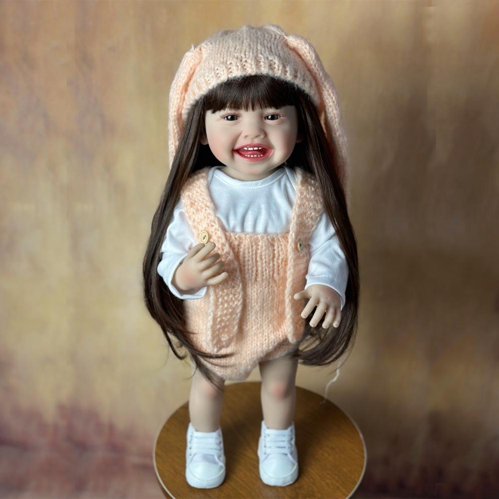 

BZDOLL Кукла Реборн Девочка Мила 55 см 22 дюйма Полный мягкий винил Милая Принцесса Малыш Арт Бебе Подарки на День Рождения для Ребенка vinyl body doll