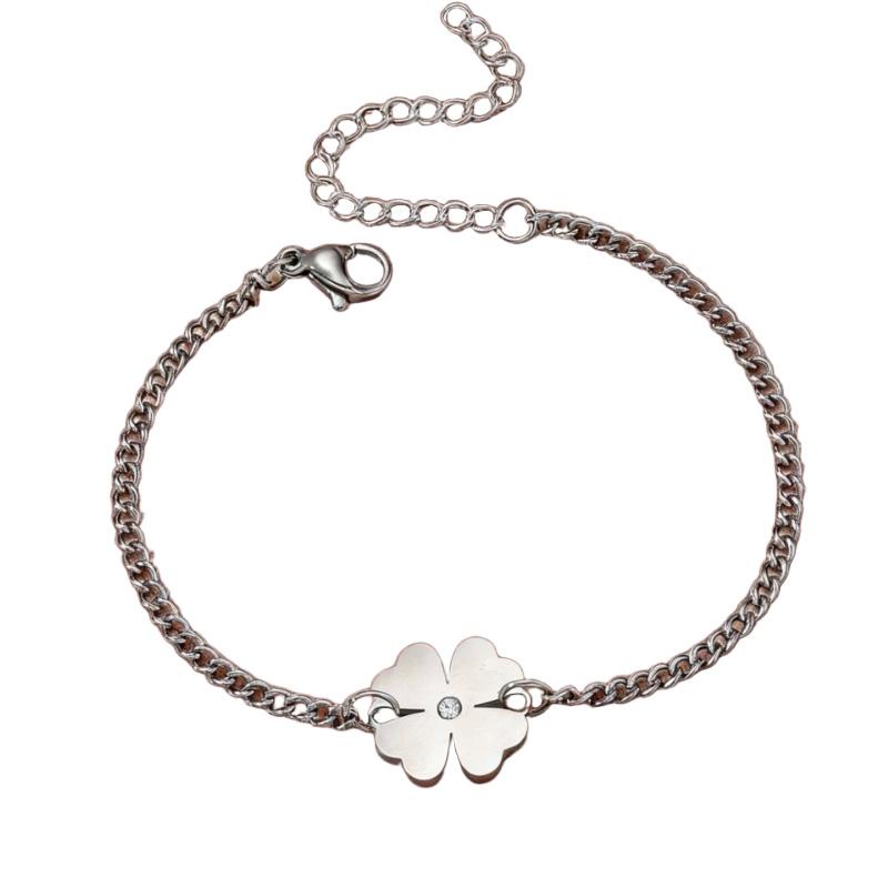 Stainless Steel Trendy Clover Double Hole Bracelet Adjustable Elasticity Stainless Steel Durable Anti Allergy Bracelet