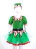 Kids Girls Christmas Elf Cosplay Costumes For Girls Dress Sequins Pompoms Adorned Mesh Tutu Dress With Hat