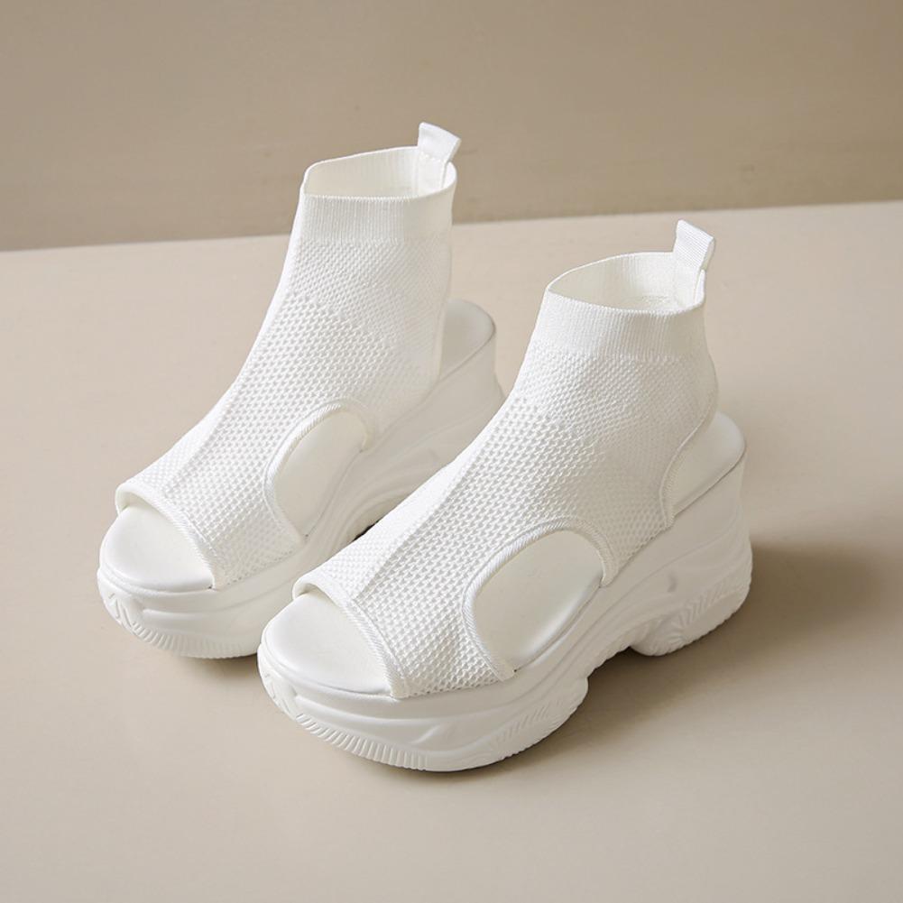 Fashion 2025 New Summer Fashion Comfortable Round-toe Wedge Light Roman Sandals Non-slip Thick-soled Lace-up Casual Sneakers for Women