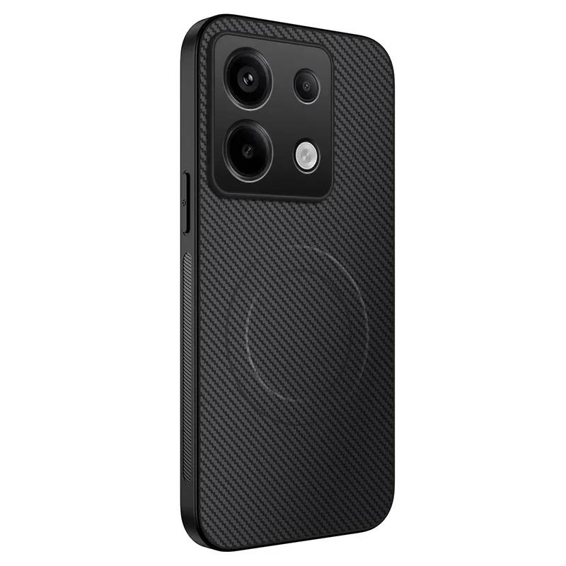 For Redmi Note 13 Note 14 Magnetic Wireless Charging Carbon Fiber Case For Redmi Note 14 Pro Plus Anti-Drop Silicone Soft Cover