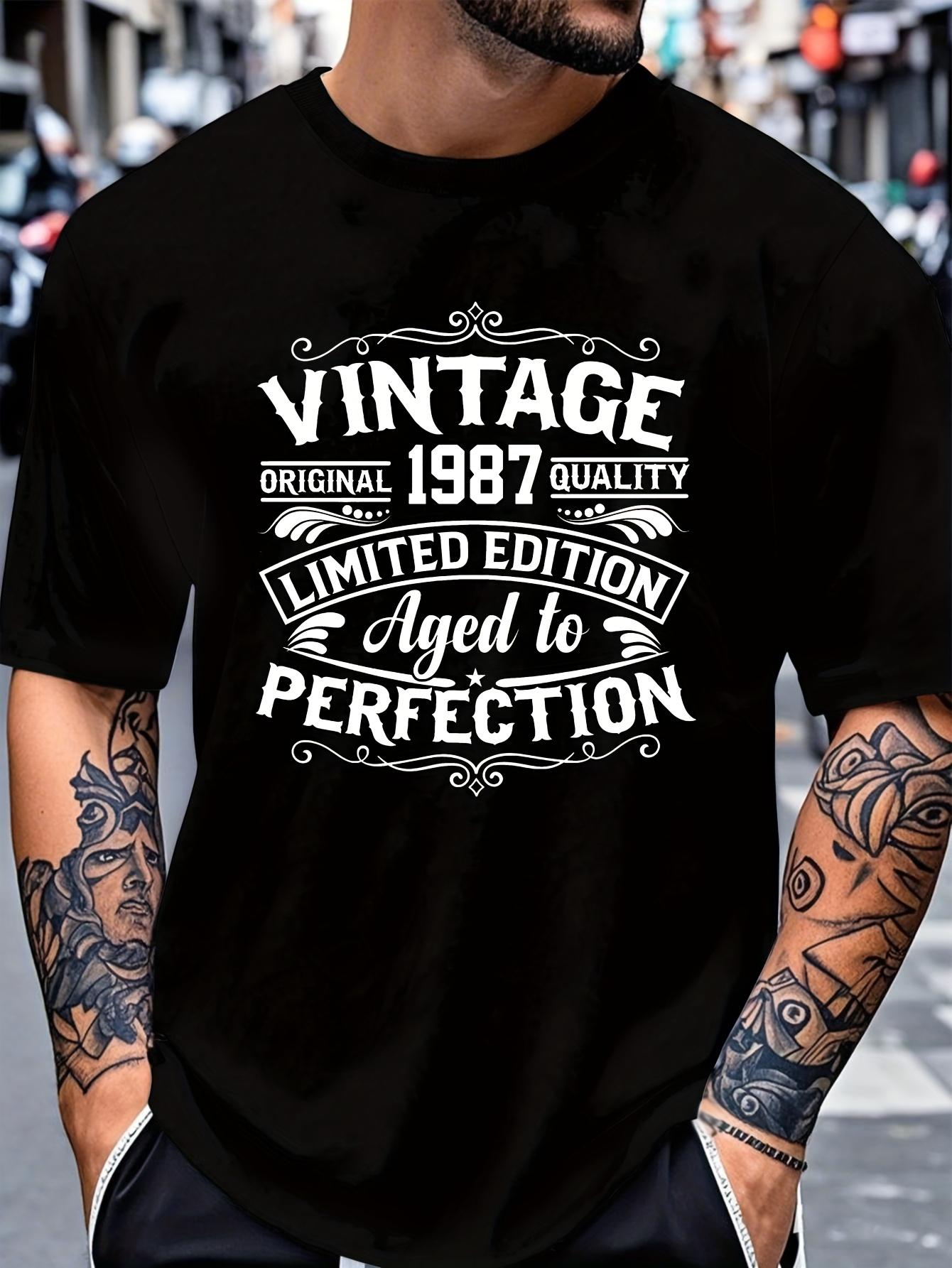 Men s T-Shirt Y2K 1987 Birthday Born with Regular Fit S