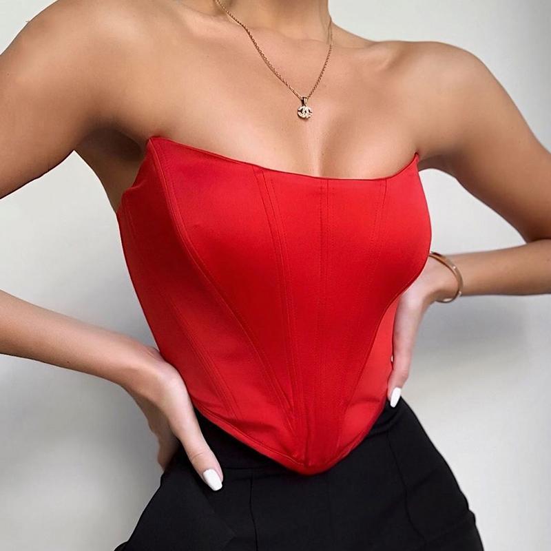 Shiny Satin One-Shoulder Navel-Baring Backless Top - Playful European & American Style for Women