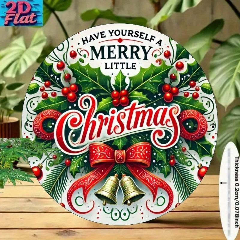 Vintage Christmas Metal Wall Art Red Green Holiday Sign Home Bar Decor Gift