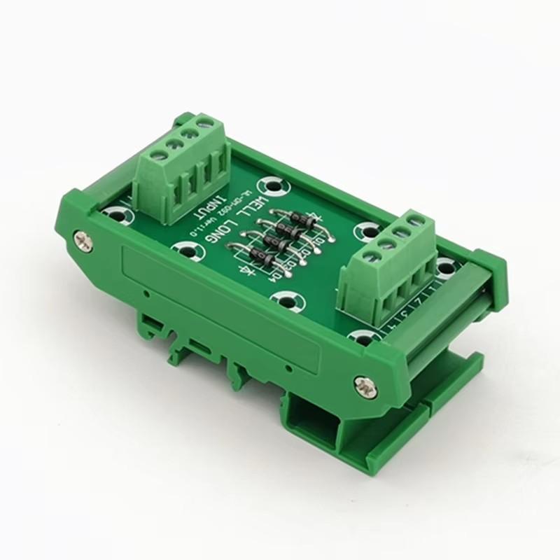 DIN rail mountable 4 Channel Diode Protection Terminal Block IN4007 1A/1200V Diode Terminal Block.