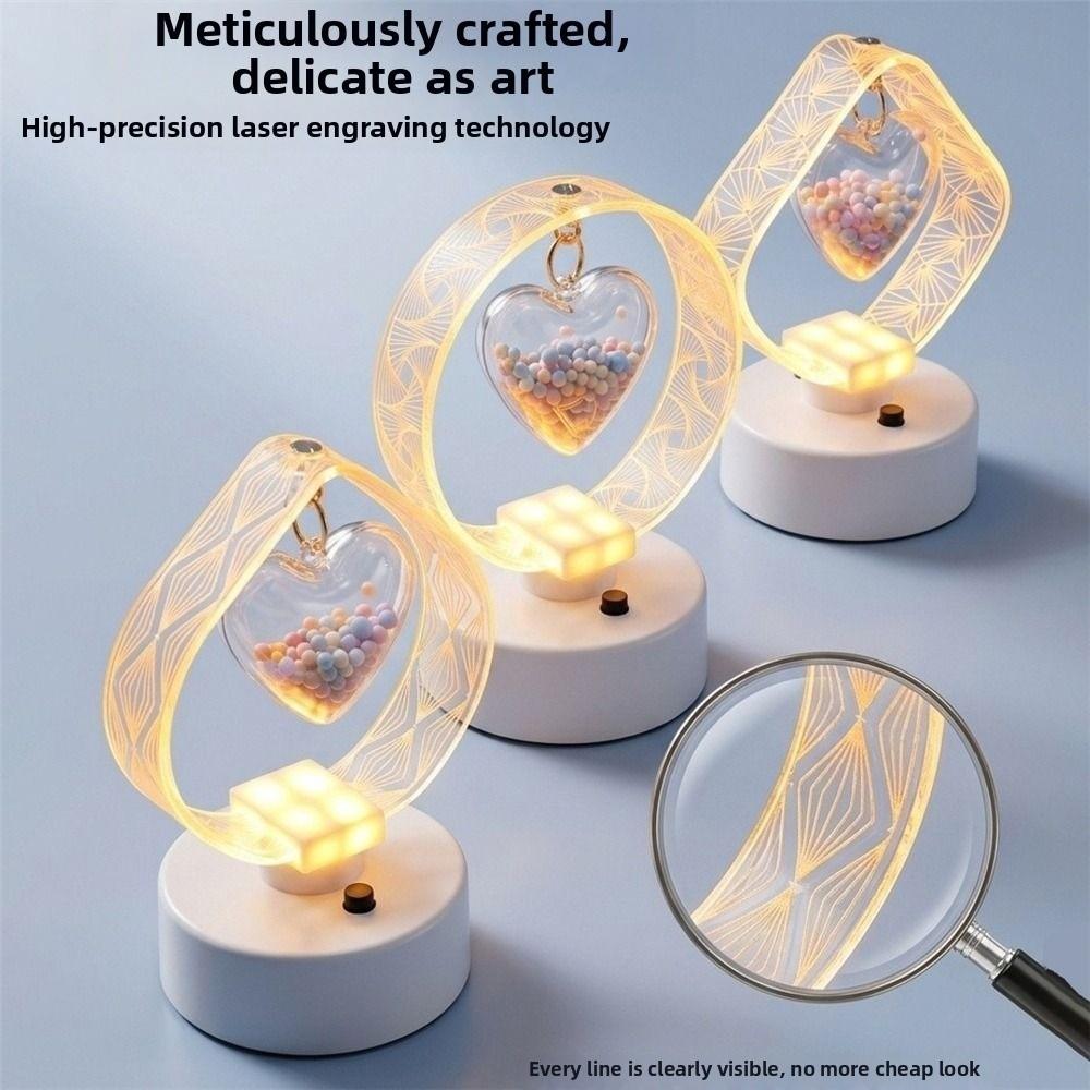 Acrylic Engraved Shade Acrylic Table Lamp Heart Pendant LED Lamp  Office Desk Ornament