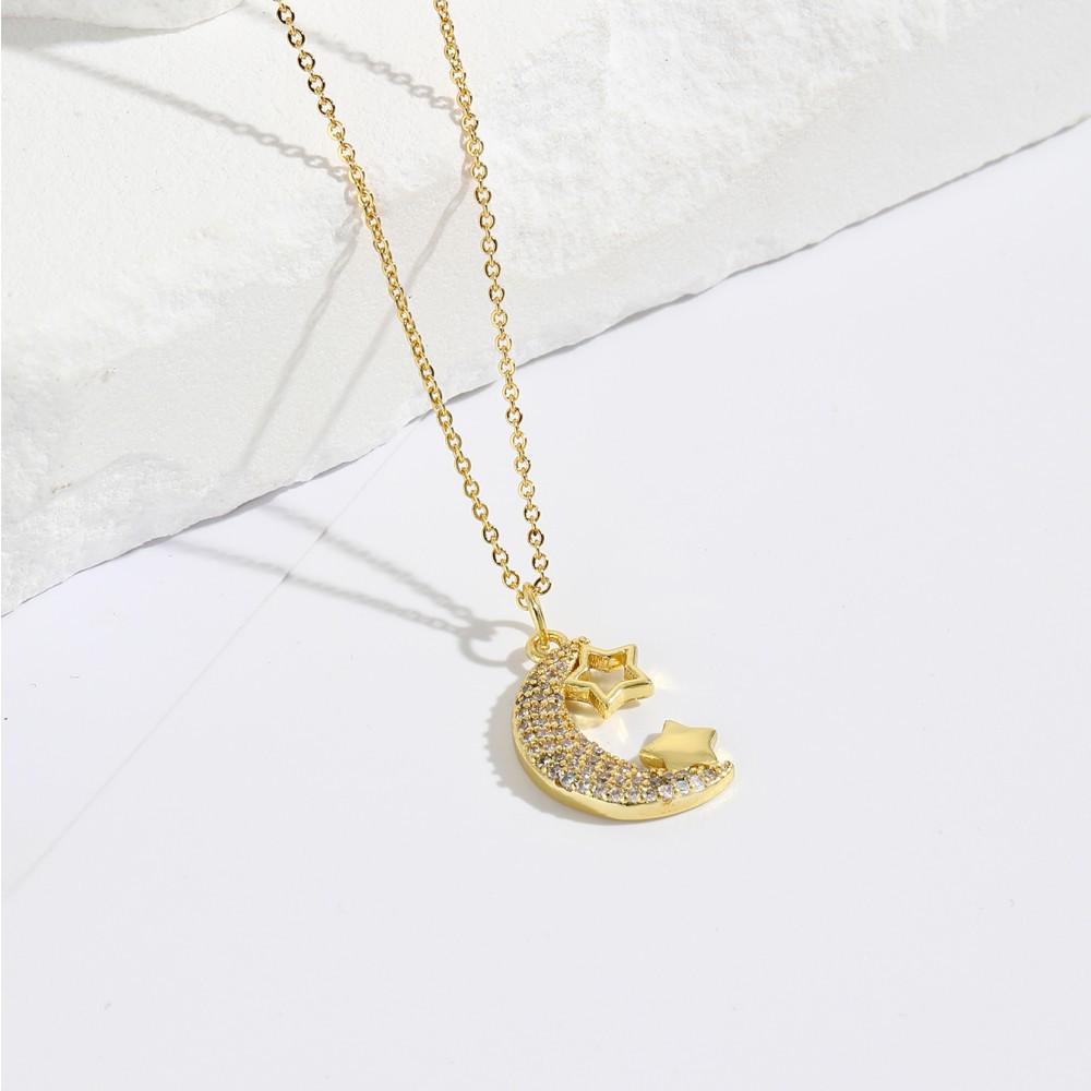 Round Angel Sunflower Shell Pendant Necklace - Star & Moon Design for Women, European & American Style