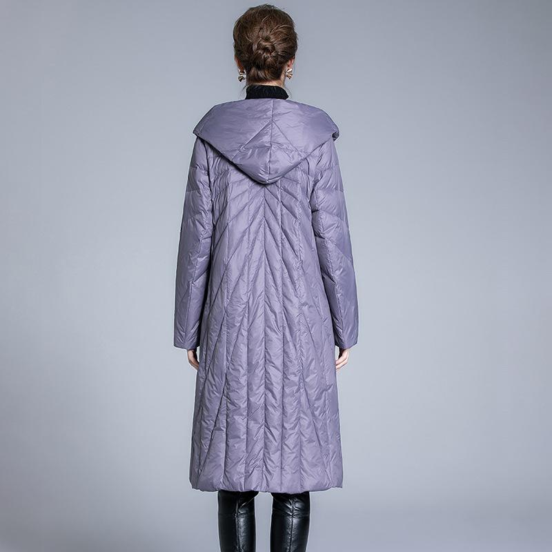 European Station Autumn and Winter New Women's Fashion Skinny Warm Hooded Easy to match Trend Medium and Long Down Jacket