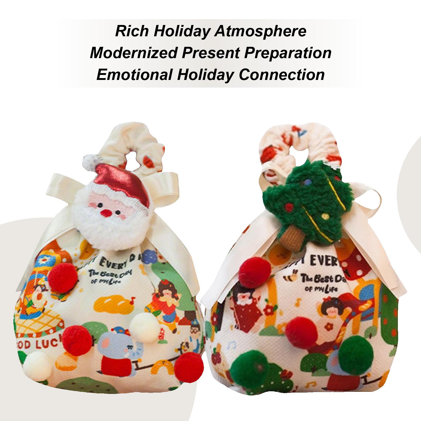 

Christmas gift bags Christmas Treat Bags Reusable Fabric Candy Pouch Fabric Wrapping Bags for office home party decoration Santa Claus