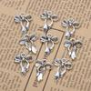 10Pcs Silver Plated Bow Charms Pendants Bulk For Jewelry Making DIY Necklace Bracelet Earrings Key Chain Accessories Supplies