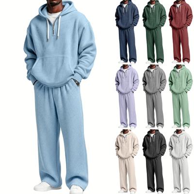 Herren Und Winter Textur Reißverschluss Kapuzenpullover Gerade Hose Freizeitset