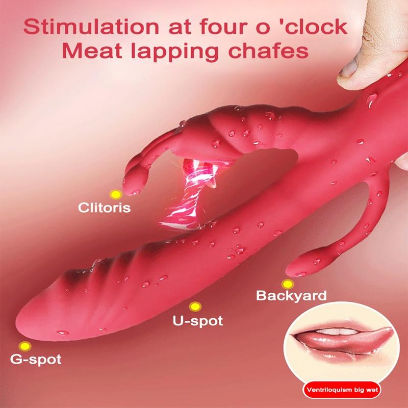 3 In 1 G Spot Rabbit Anal Dildo Vibrator Sex Toy for Women Adult with 10 Vibrating Modes Waterproof Clitoris Massage Stimulator