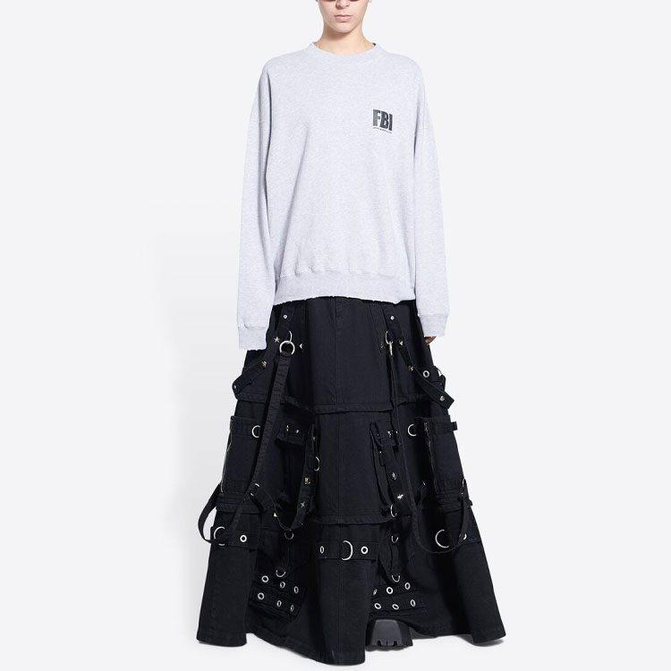 Balenciaga Regular Crewneck 'Heather Grey/Black' 676629TLVH11380