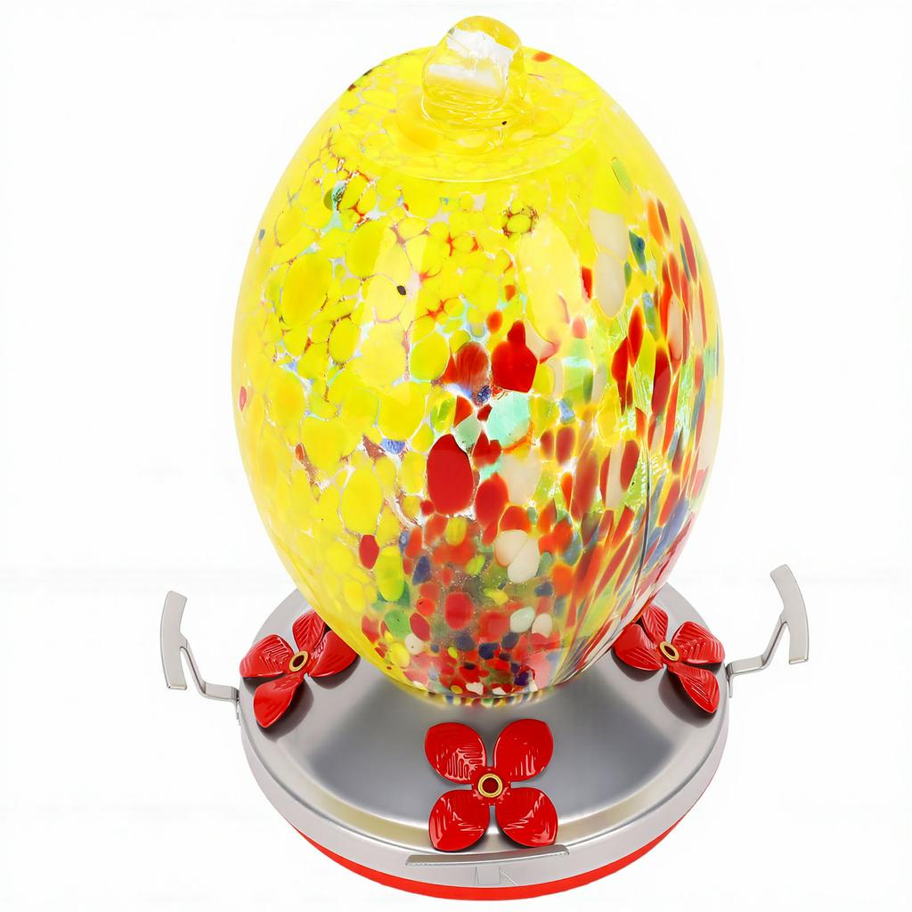 Blown Glass Hummingbird Feeder Bee Proof Outdoor Hanging Hummingbird Feeder for Garden Decoration