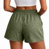 Women's Fashionable Color Drawstring Elastic Waist Pocket Casual Loose Shorts