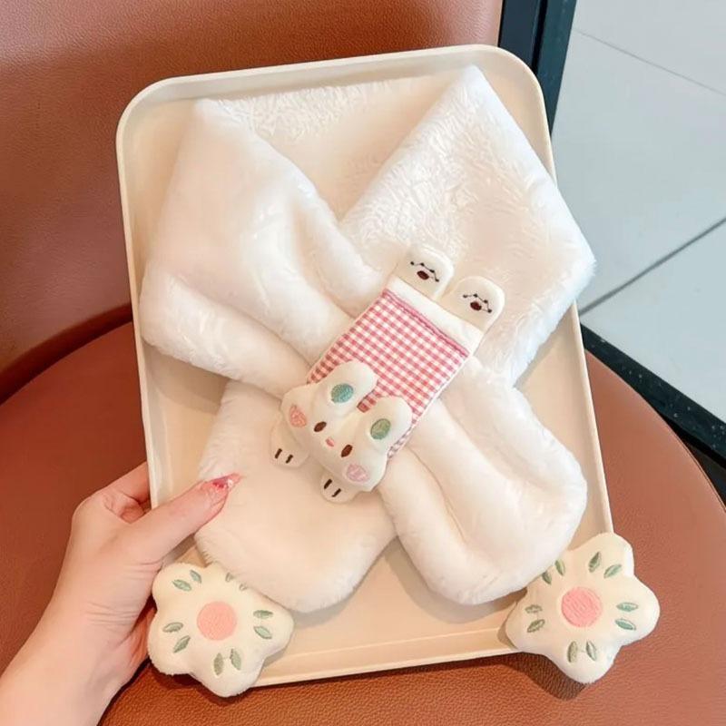 

Children s Scarf Winter Girls Plush Neck Cover Girls Thickenedneck Protection Children s Scarf белый