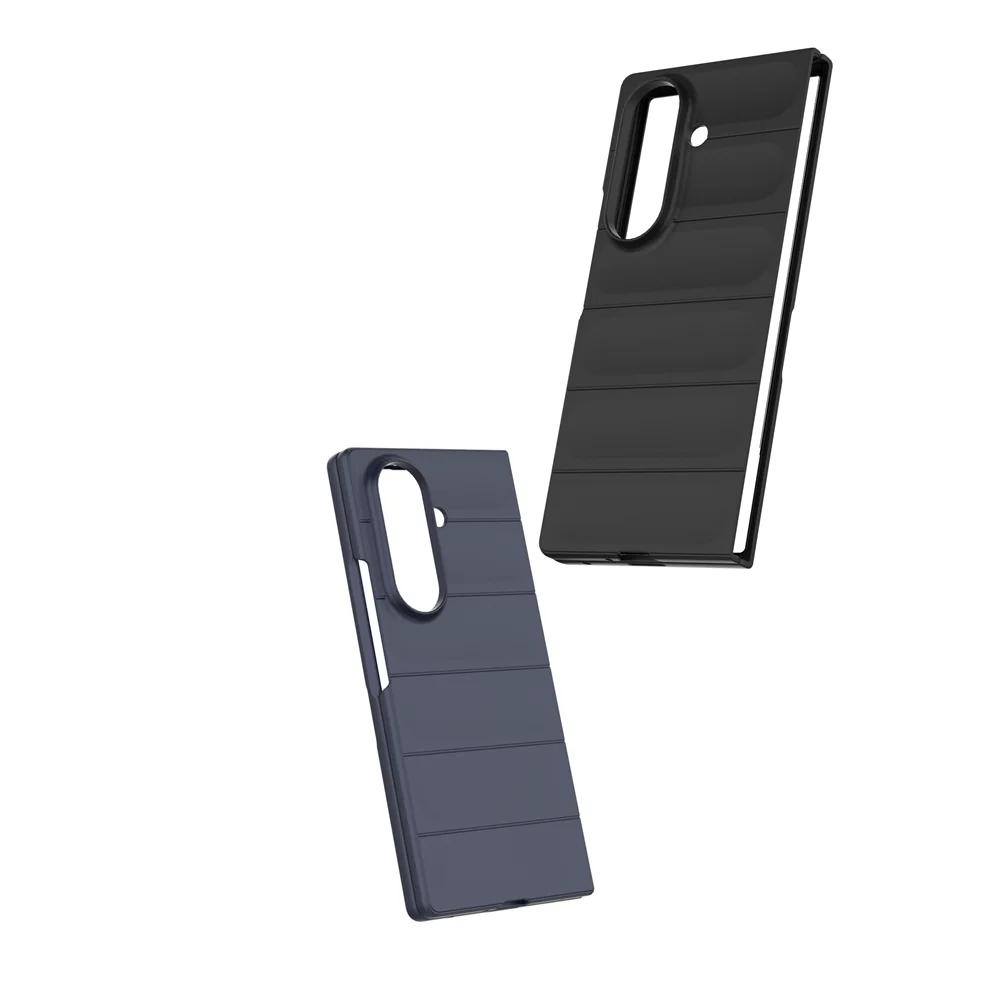 Fashion Simple Smooth-Touch Wave Pure Color Silicone Case For Samsung Galaxy Z Fold 7 6 5 4 3 Full-pack Shockproof Protect Cover