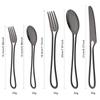 24Pcs Black Dinnerware Set Knife Fork Spoon Cutlery Set Stainless Steel Cake Fork Coffee Spoon Tableware Party Kitchen Flatware