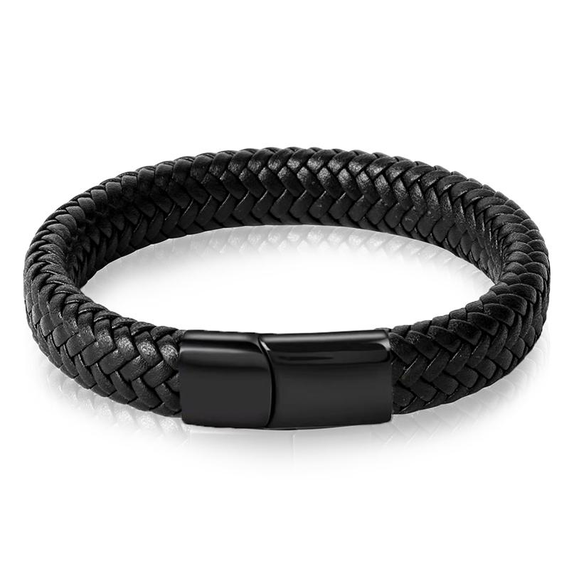 Modisches einfaches weißes Leder geflochtenes Armband Edelstahl Schnallenverschlüsse für Herren Handgefertigtes Armband Großhandel Charms Schmuck Geschenk