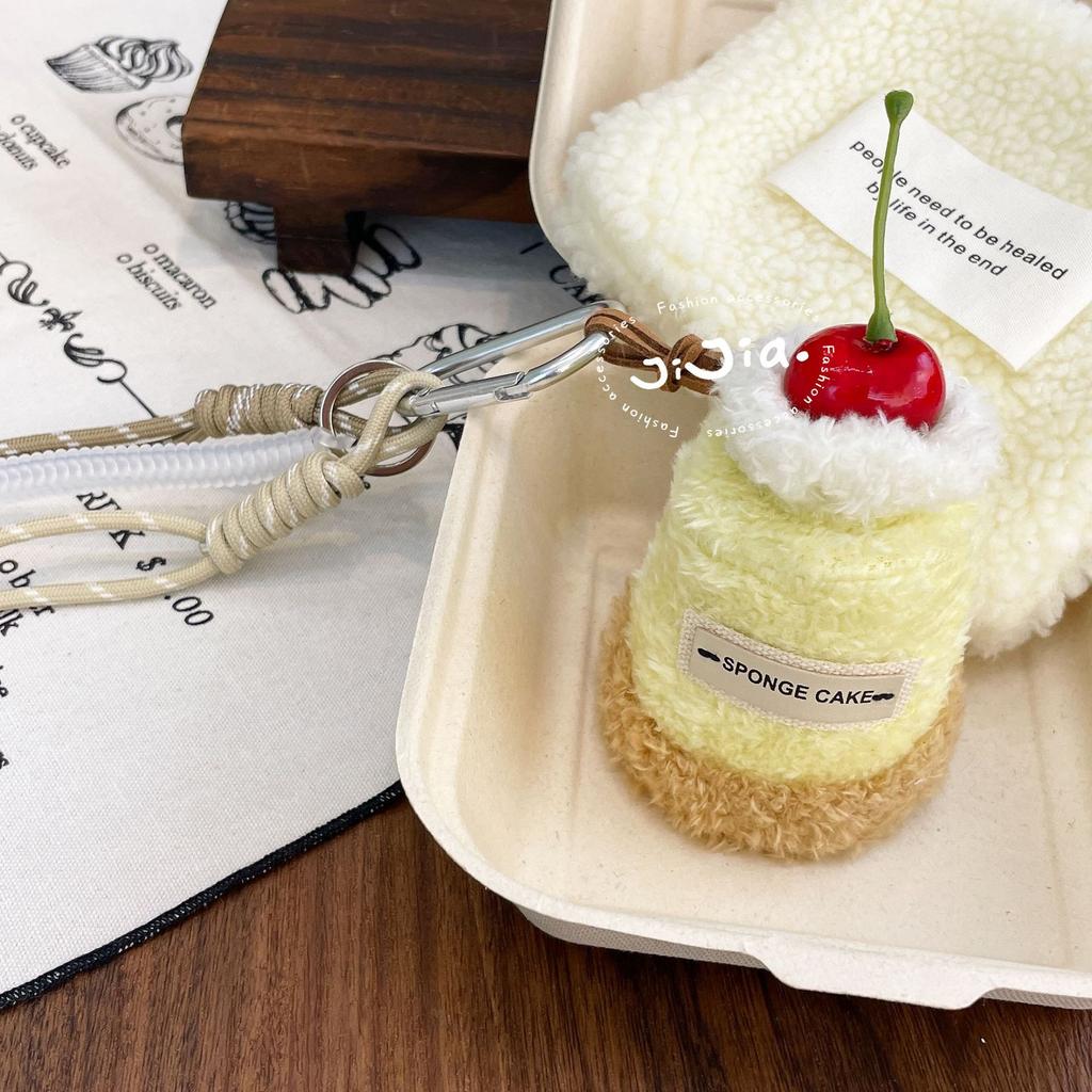 Cute Plush Cupcake Coffee Dessert Phone Chain Lanyard Charm Strap Cake Keychain Pendant Car Key Decor For IPhone For Samsung