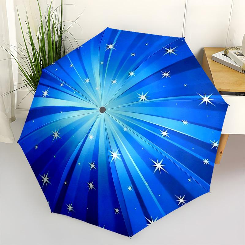 

1pc Blue Starburst Background Umbrella with Plastic Handle,Vibrant Cartoon Pattern,Multi-functional UmbrellaPT203