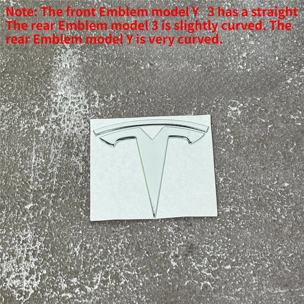 For Tesla Model 3 Mode Y Zinc Alloy Car Front Hood Logo Sticker Styling Auto Body Rear Trunk Emblem with Radian Accessories