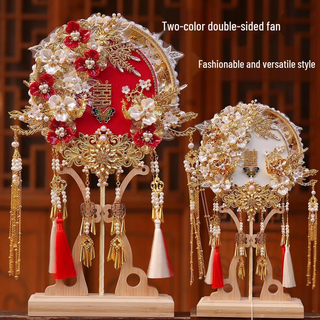 Qing Que 2025 Double-Color Round Fan Kit: DIY Wedding Gift for Bride