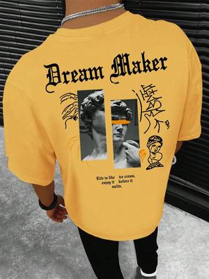 T-shirt homme été, imprimé 3D original au dos, manches courtes, coupe ample et décontractée.