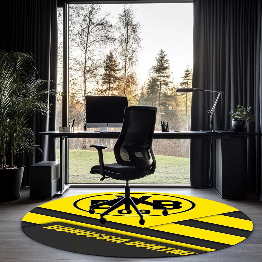 Borussia Dortmund Printed Round Rug Carpet Chair Rug Area Rug Entryway Doormats,for Office Chair Living Room Bedroom Kitchen Room.