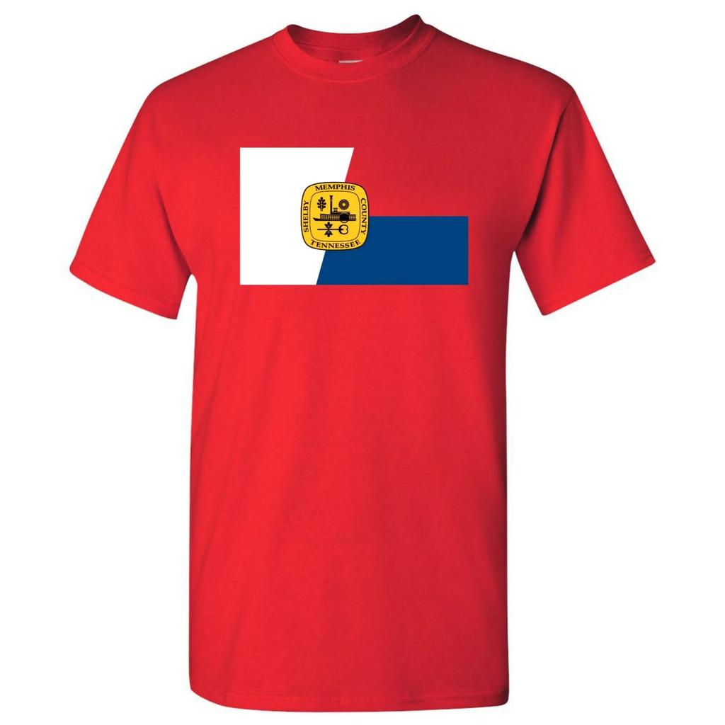 Memphis US City Flag Basic Cotton T-Shirt - Red