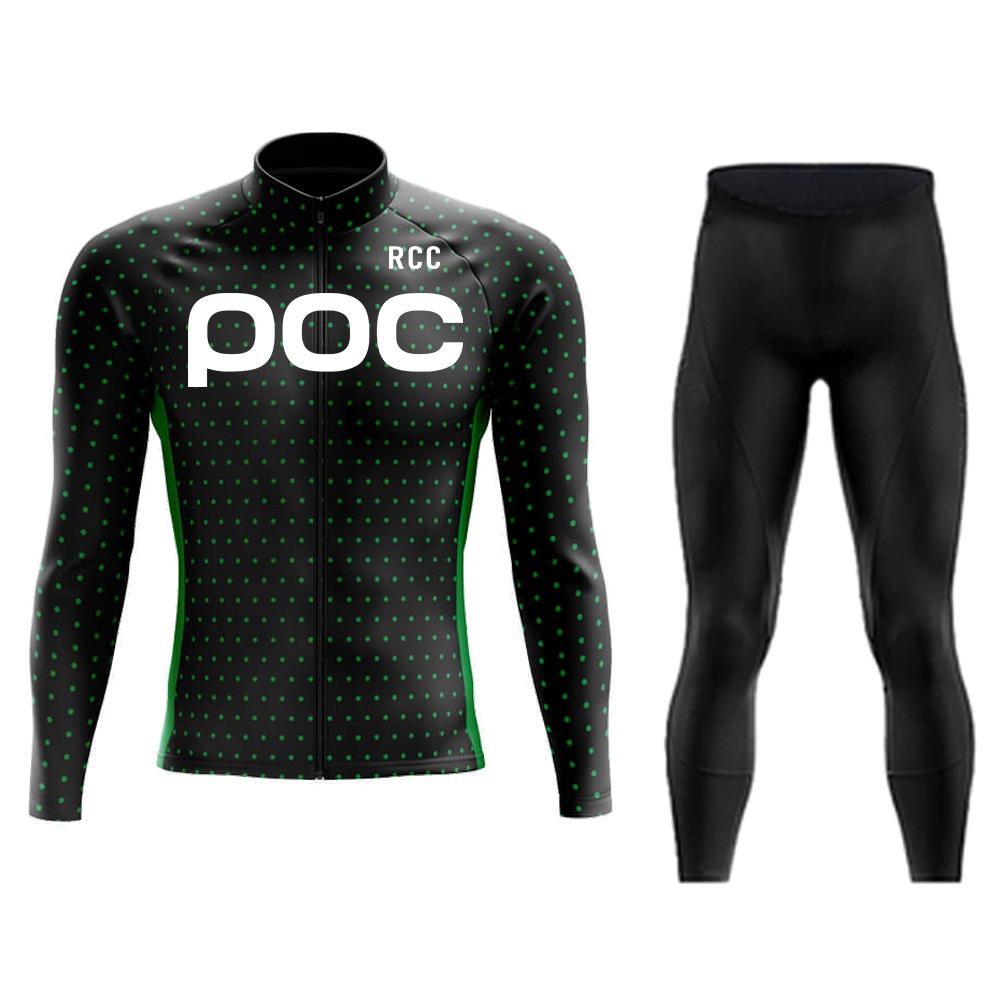 RCC POC Cycling Team Men's Cycling Jersey Long Sleeve Set MTB Bike Clothing Tenue Velo Homme Bicycle Wear
