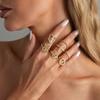 Vintage Gold Color 7 Pcs Stackable Ring Set for Women Elegant Virgin Mary Cross Heart Crystal Religious Fashion Jewelry Gifts