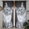 2 Pieces Rustic Animal Cat Curtains: Decorate Your Windows with Digital Printed Polyester Curtains - Suitable for Living Room,