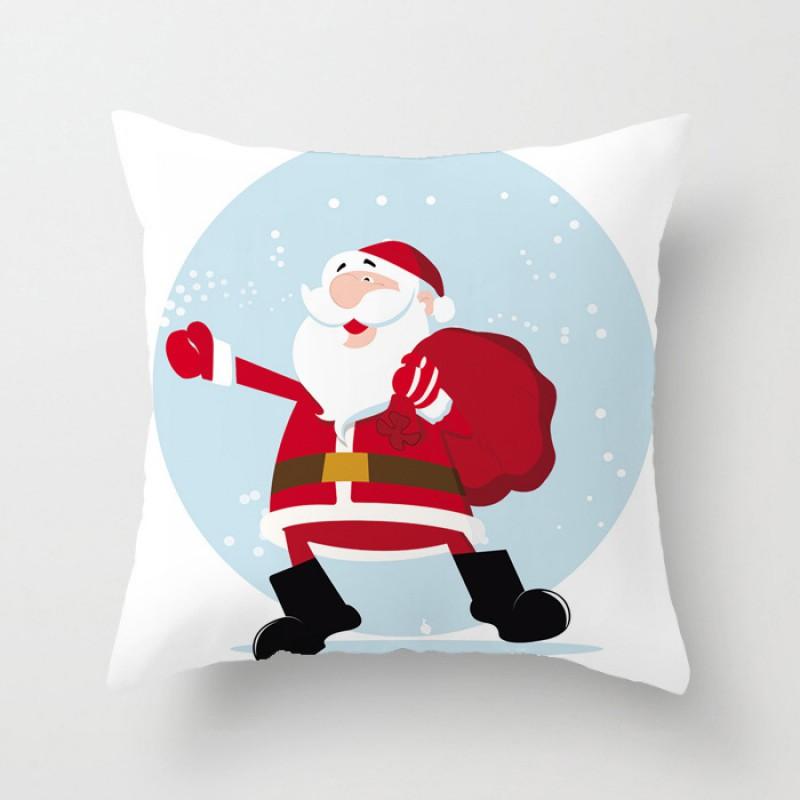 Christmas Cartoon Hand-Drawn Decorative Pillow Cover 45x45cm Living Room Car Holiday Home Decor