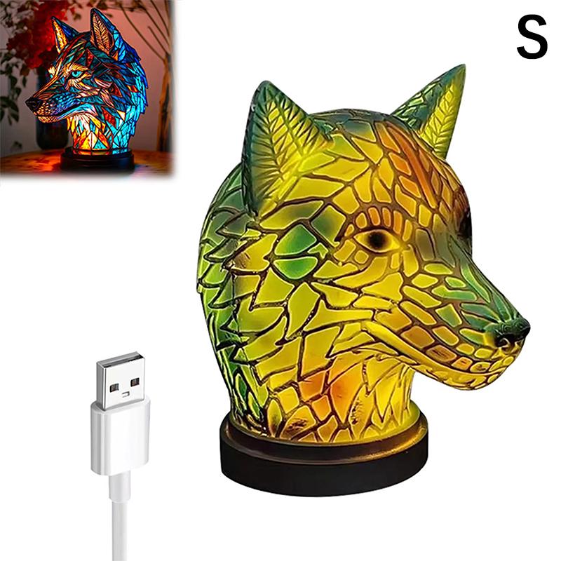 Animal Table Lamp Series,Stained Glass Cat,Dragon,Wolf,Horse,Owl,Dolphin,Turtle,Elephant,Mermaid Table Lamp Night Light