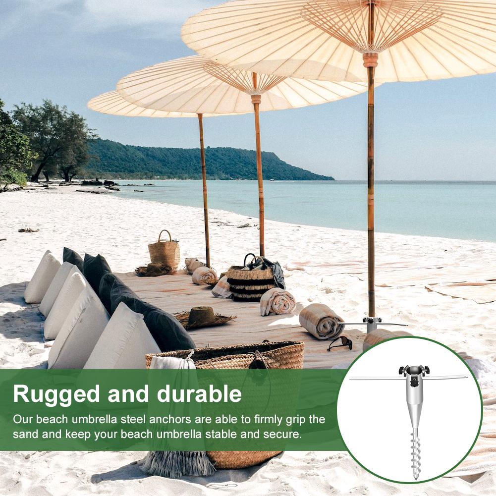 Beach Umbrella Sand Anchor No Dig Metal Umbrella Stand Heavy Duty Beach Sand Ground Anchor for Outdoor Yard Garden