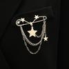 Minimalist Cross Jewelry Paperclip Chain Brooch—Unisex Punk Hip Hop Heart Pin with Tassel for Suits