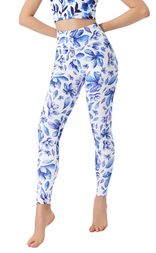 ASHLEY FIT Yoga Cropped Sports Perfect for Hot and Floral Print Women's Leggings, Moisture-Wicking, Quick-Drying, Stretchy, Length, High-Waisted,