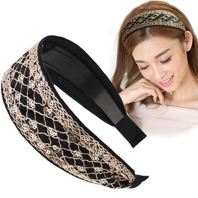 Neues besticktes Pailletten-Stirnband Retro Haarnadel Einkaufen Ausgehen Druckhaar mit gezahntem Diademas Haaraccessoires