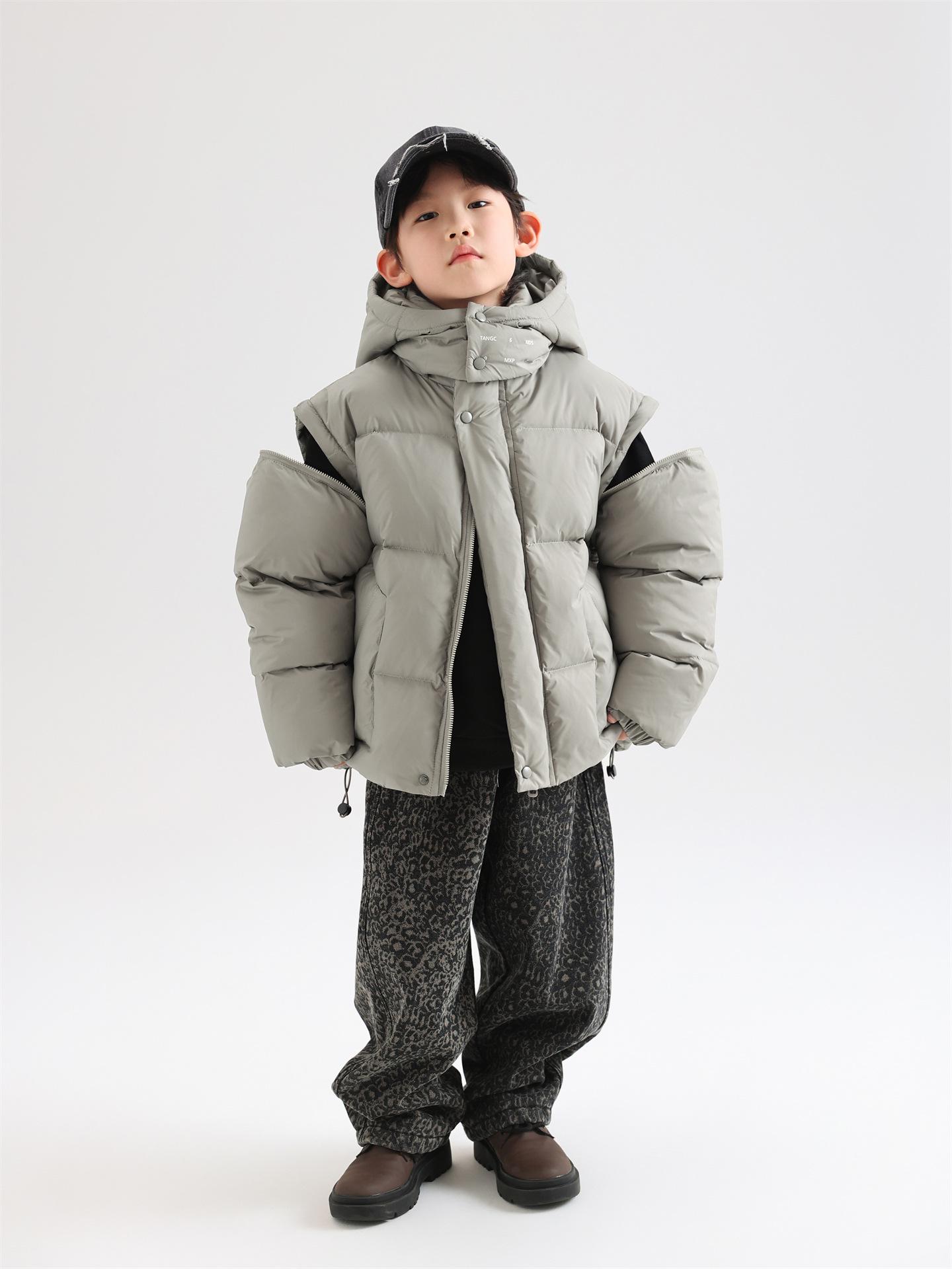 

Детская зимняя горнолыжная куртка 2024 года: Теплый, толстый и съемный для мальчиков — модный корейский дизайн Size 90 (Height 85-95cm) серый