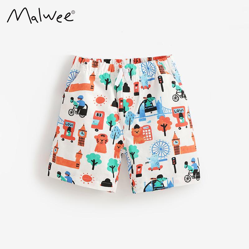 

Malwee Boys Summer Casual Pants - Stylish Printed Elastic Waist for Kids, Trendy European & American Design. 100 cm