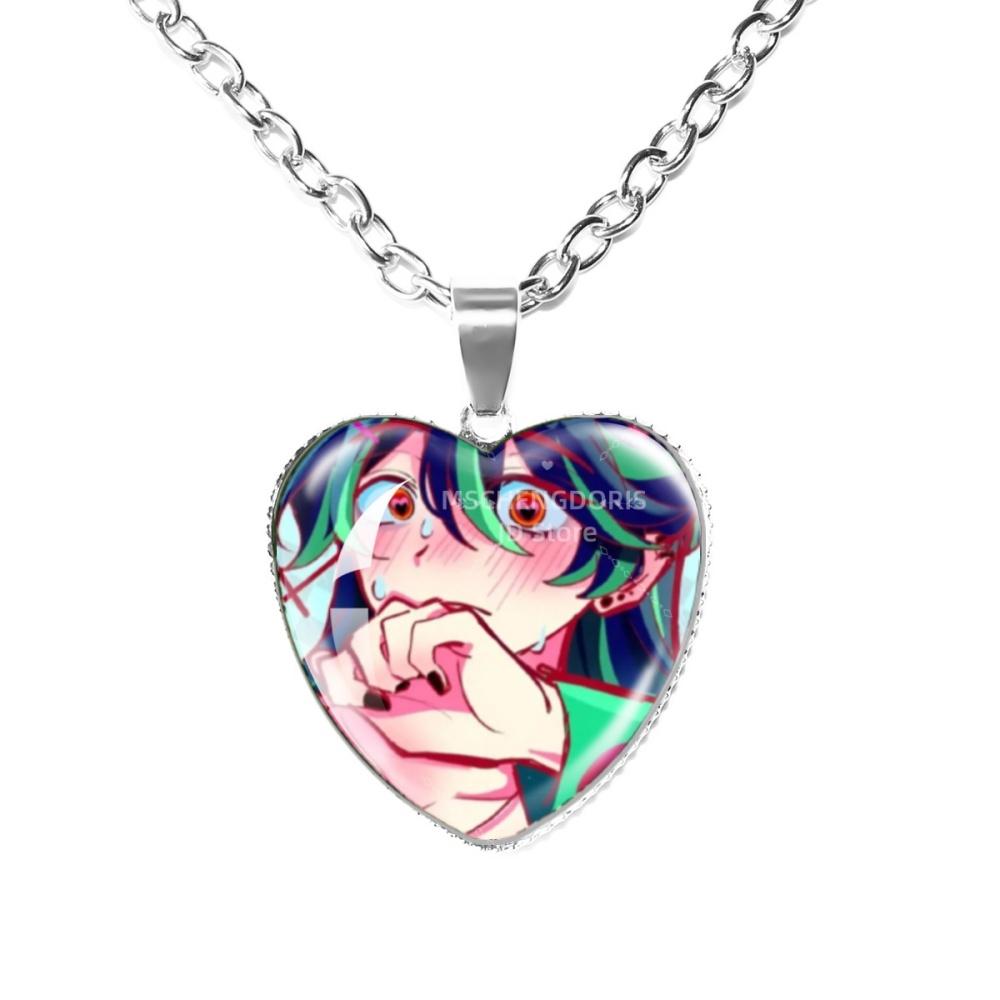 Solivan Brugmansia Sol 'The Kid At the Back' Anime Glass Cabochon Heart Shaped Pendant Necklace Charm Jewelry Gift
