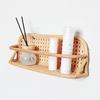 1pc Handmade Rattan Wall Mount Rack Minimalist Hanging Shelves Kitchen Spice Holder Essential Storage & Organization Rack Home