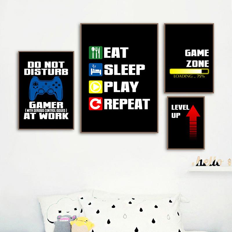 Joypad Gaming Illustration Poster and Print Boys Wall Art Canvas Gaming Let's Play Art Painting Picture Kids Room Wall Decor