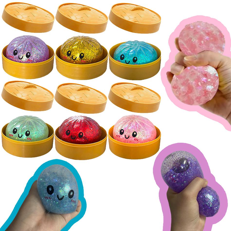 Regalo IN Regali Realistico Gigante Raviolo Spremibile con Cestello di Bambù Morbido Palla di Impasto TPR Giocattolo Decompressione Fidget Divertente Creativo