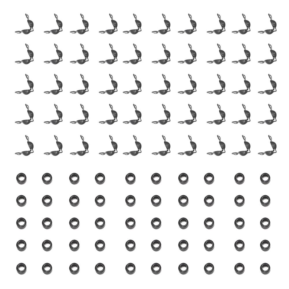 100pcs/lot Crimp Bead Tips Knot Covers Clamshell Fold-Over Bead Tips with 100pcs End Caps for DIY Jewelry Making Craft