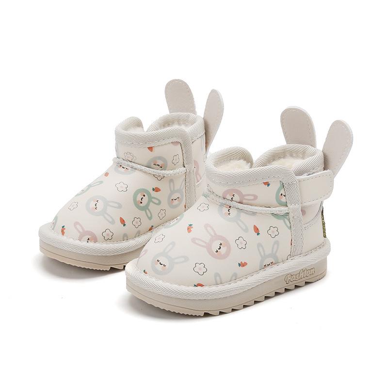 Girls' Winter Warm Cartoon Leather Boots - Velvet-Lined Toddler Snow Shoes
