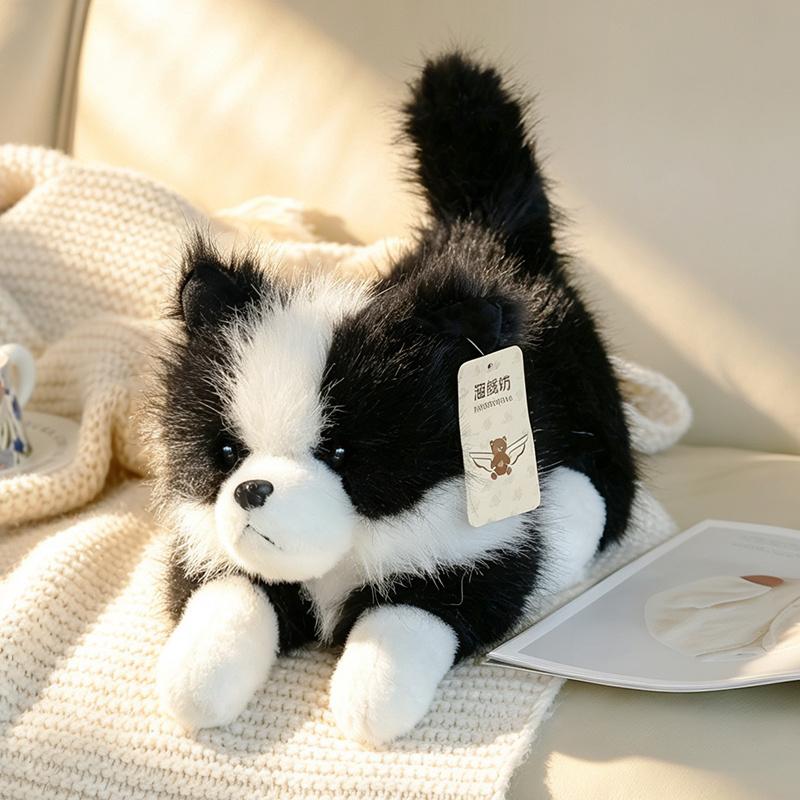 Realistic Husky Plush Toy Fluffy Lying