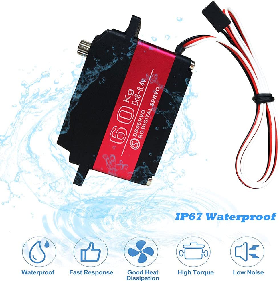 DS5160 Digital Servo Motor 7.4V 60KG with 18T Horn – 180° Rotation – For Robotics and RC Cars – Aluminum