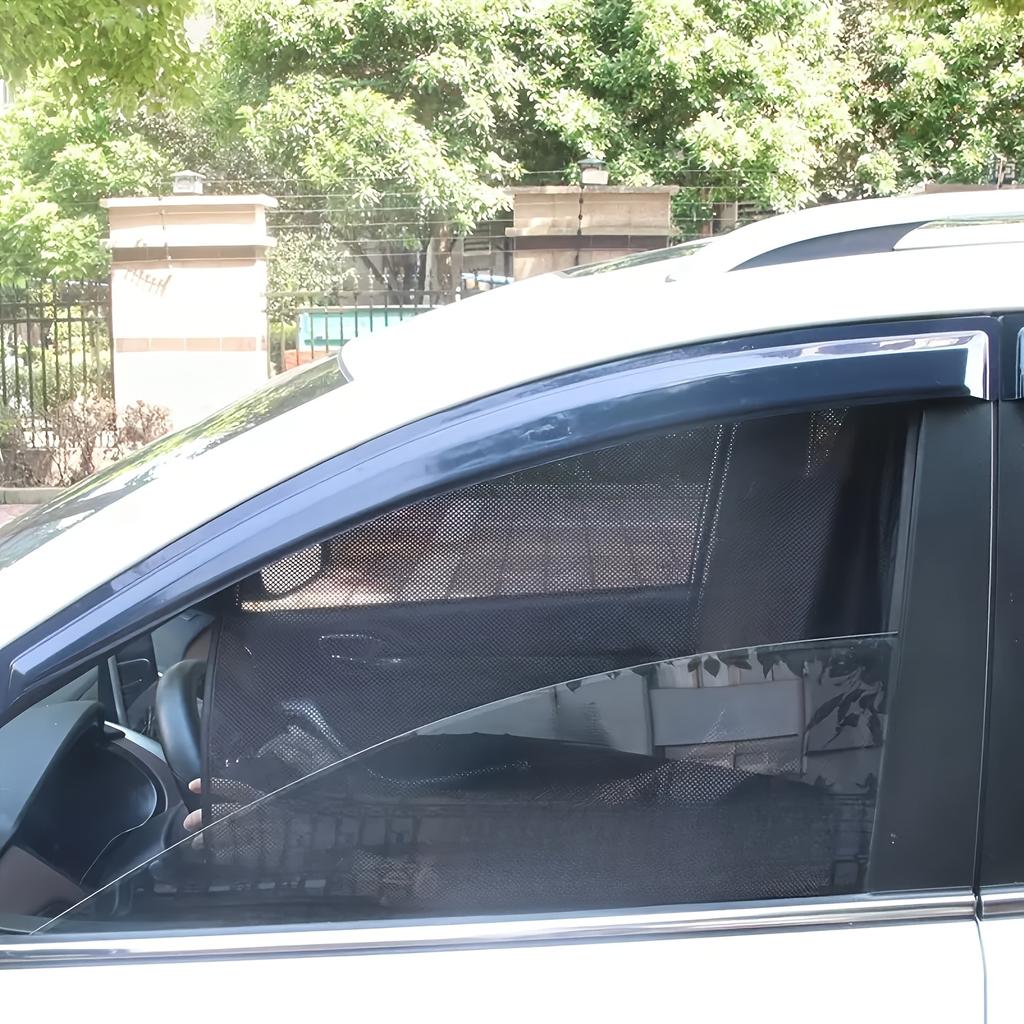 4pcs Magnetic Front Rear Window Curtain Summer UV Protection Universal Foldable Window Sunshades with Small Hole Auto Accessory